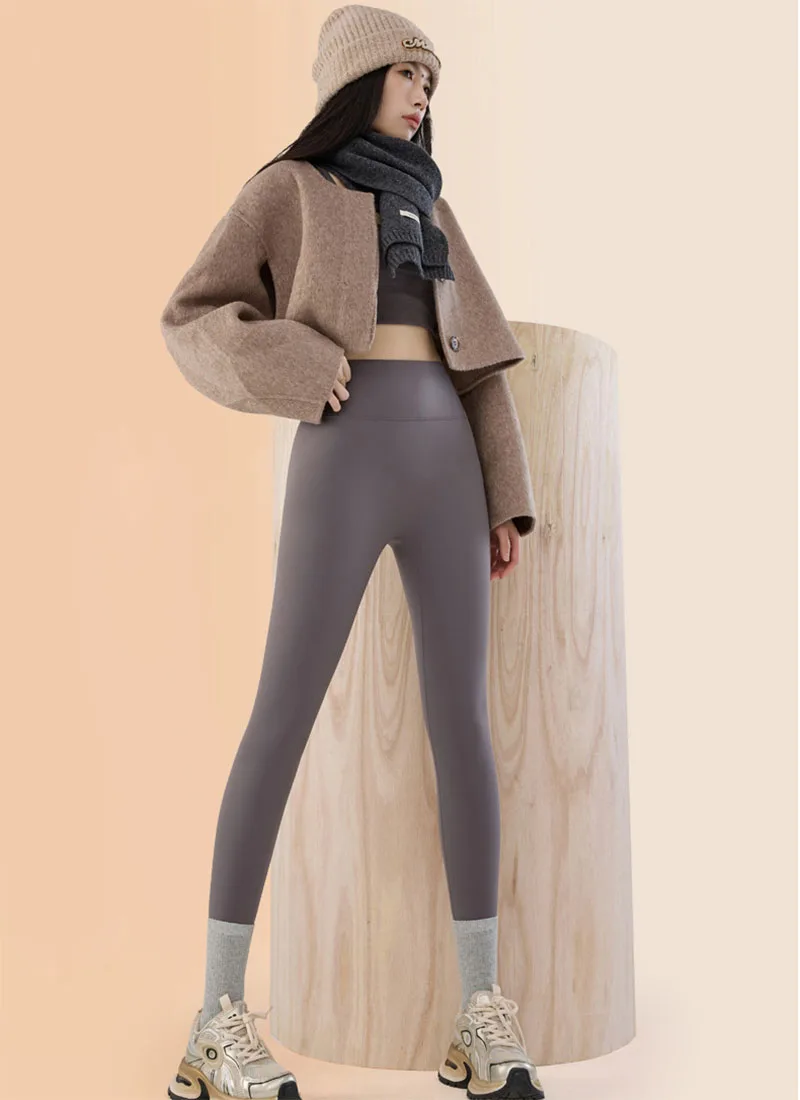 New Red Sharkskin Pants Women Winter Thicken Fleece Lined Warm Leggings Large Size Tight Elasticity Plus Velvet Yoga Leggings