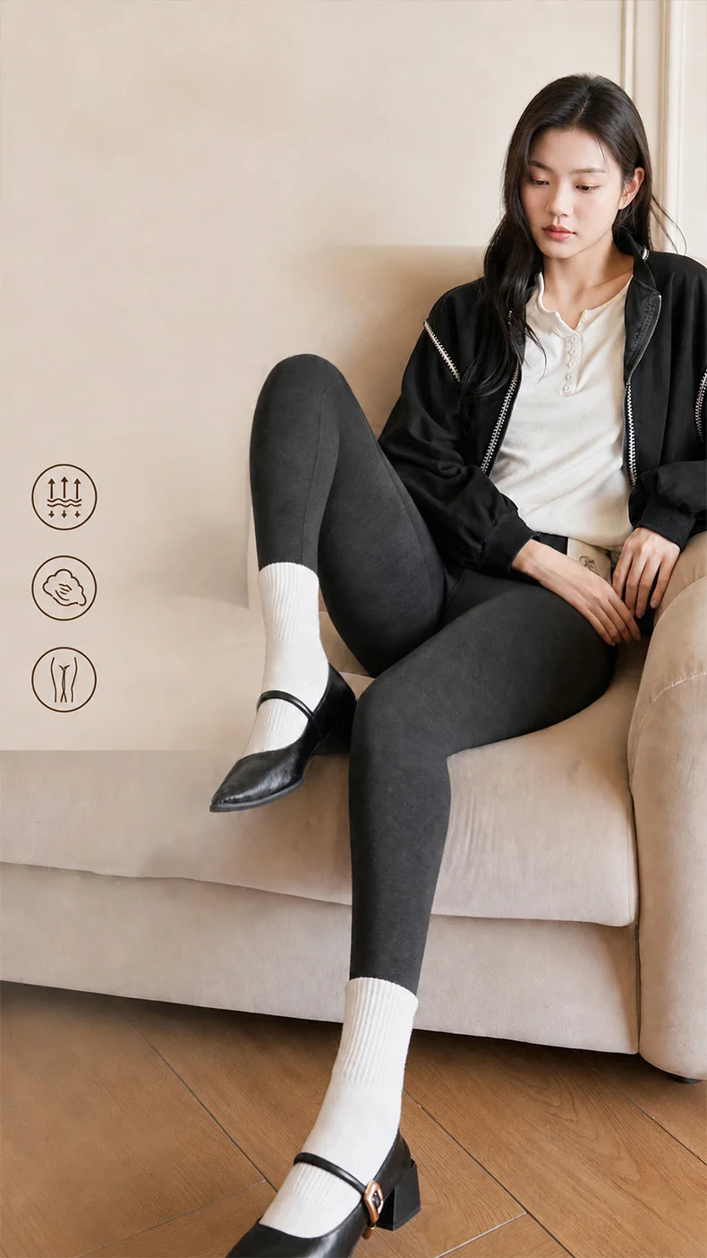 BIVIGAOS New Autumn Winter Acrylic Modal Thickened Leggings Women High Waist Tight Fitting Slim Cashmere Warm Leggings