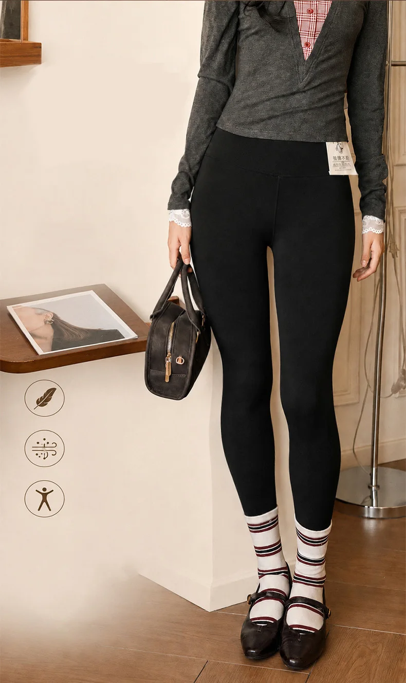 BIVIGAOS New Autumn Winter Acrylic Modal Thickened Leggings Women High Waist Tight Fitting Slim Cashmere Warm Leggings