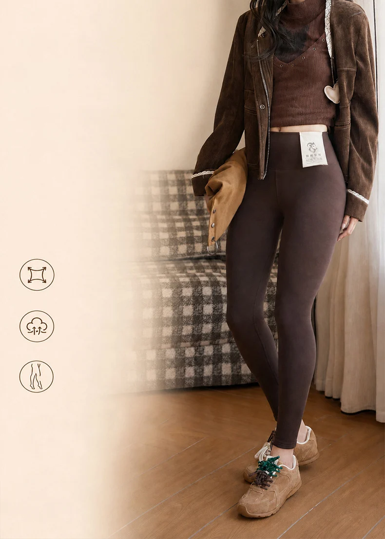 BIVIGAOS New Autumn Winter Acrylic Modal Thickened Leggings Women High Waist Tight Fitting Slim Cashmere Warm Leggings