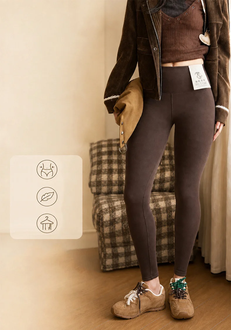 BIVIGAOS New Autumn Winter Acrylic Modal Thickened Leggings Women High Waist Tight Fitting Slim Cashmere Warm Leggings
