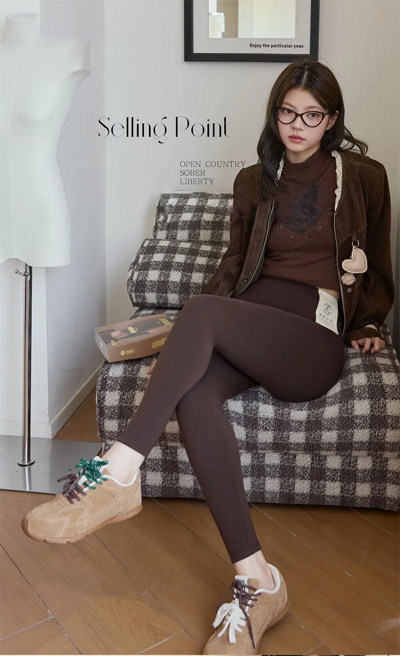 BIVIGAOS New Autumn Winter Acrylic Modal Thickened Leggings Women High Waist Tight Fitting Slim Cashmere Warm Leggings
