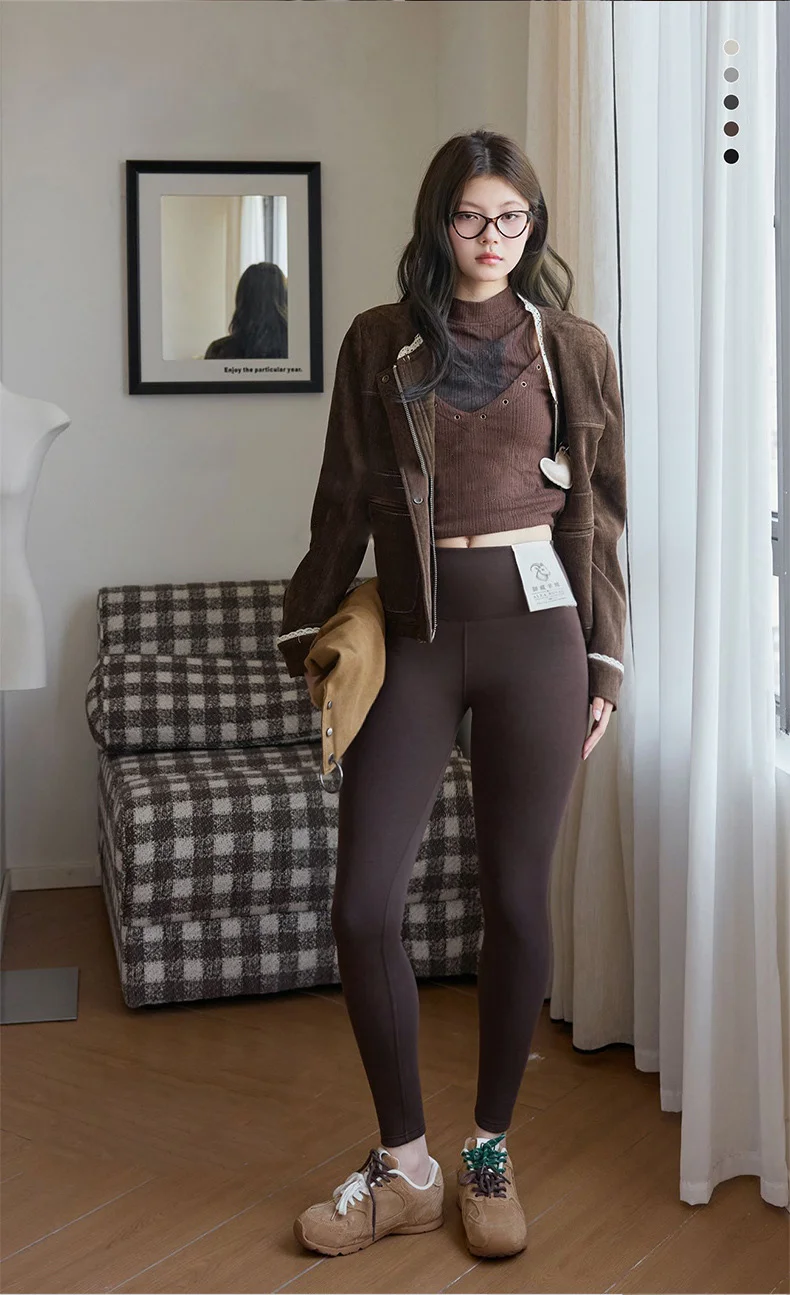 BIVIGAOS New Autumn Winter Acrylic Modal Thickened Leggings Women High Waist Tight Fitting Slim Cashmere Warm Leggings