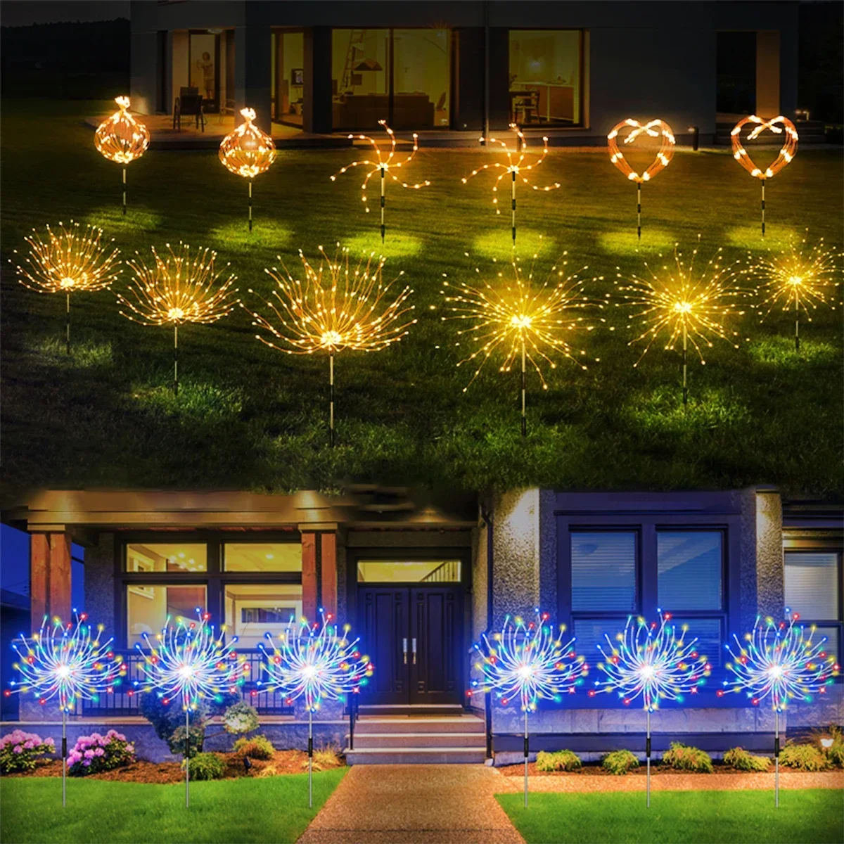 90LED Solar flower Light Outdoor Fairy Garden Lights 8 Lighting Modes DIY Starburst Solar Lamps Holiday Decorative Lights