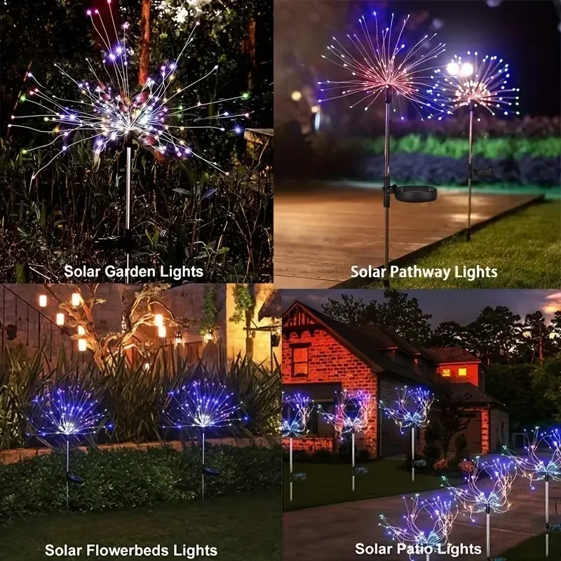 90LED Solar flower Light Outdoor Fairy Garden Lights 8 Lighting Modes DIY Starburst Solar Lamps Holiday Decorative Lights
