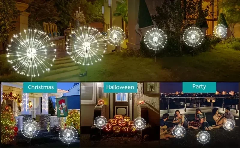 90LED Solar flower Light Outdoor Fairy Garden Lights 8 Lighting Modes DIY Starburst Solar Lamps Holiday Decorative Lights