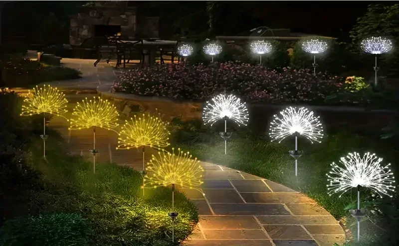 90LED Solar flower Light Outdoor Fairy Garden Lights 8 Lighting Modes DIY Starburst Solar Lamps Holiday Decorative Lights