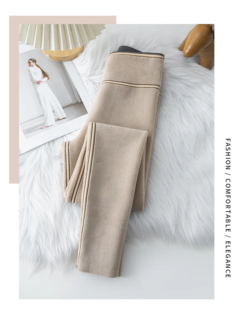 Fashion High Waist Slim Shark Pants Women Autumn Winter Fleece Lined Thermal Leggings Woman Elastic Soft Ankle-Length Yoga Pants