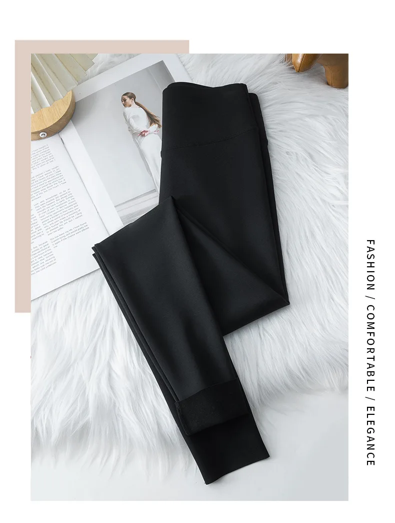 Fashion High Waist Slim Shark Pants Women Autumn Winter Fleece Lined Thermal Leggings Woman Elastic Soft Ankle-Length Yoga Pants