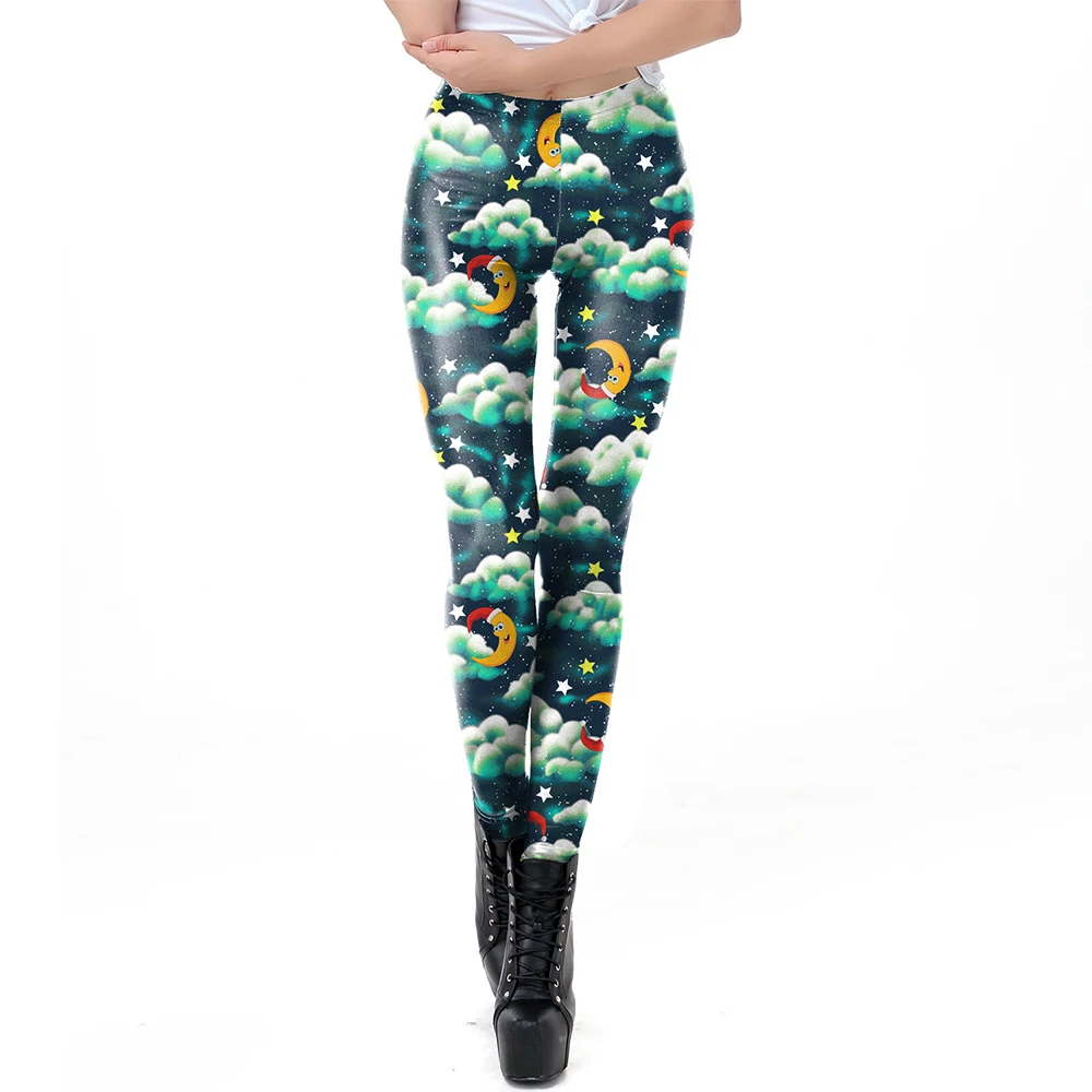 Nadanbao Santa Claus Snowman Print Leggings Women Red Green Plaid Christmas Pants Sexy Slim Elastic Trousers Xmas Party Bottoms