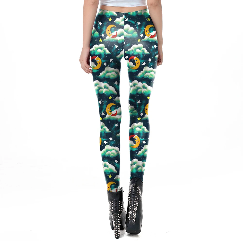 Nadanbao Santa Claus Snowman Print Leggings Women Red Green Plaid Christmas Pants Sexy Slim Elastic Trousers Xmas Party Bottoms