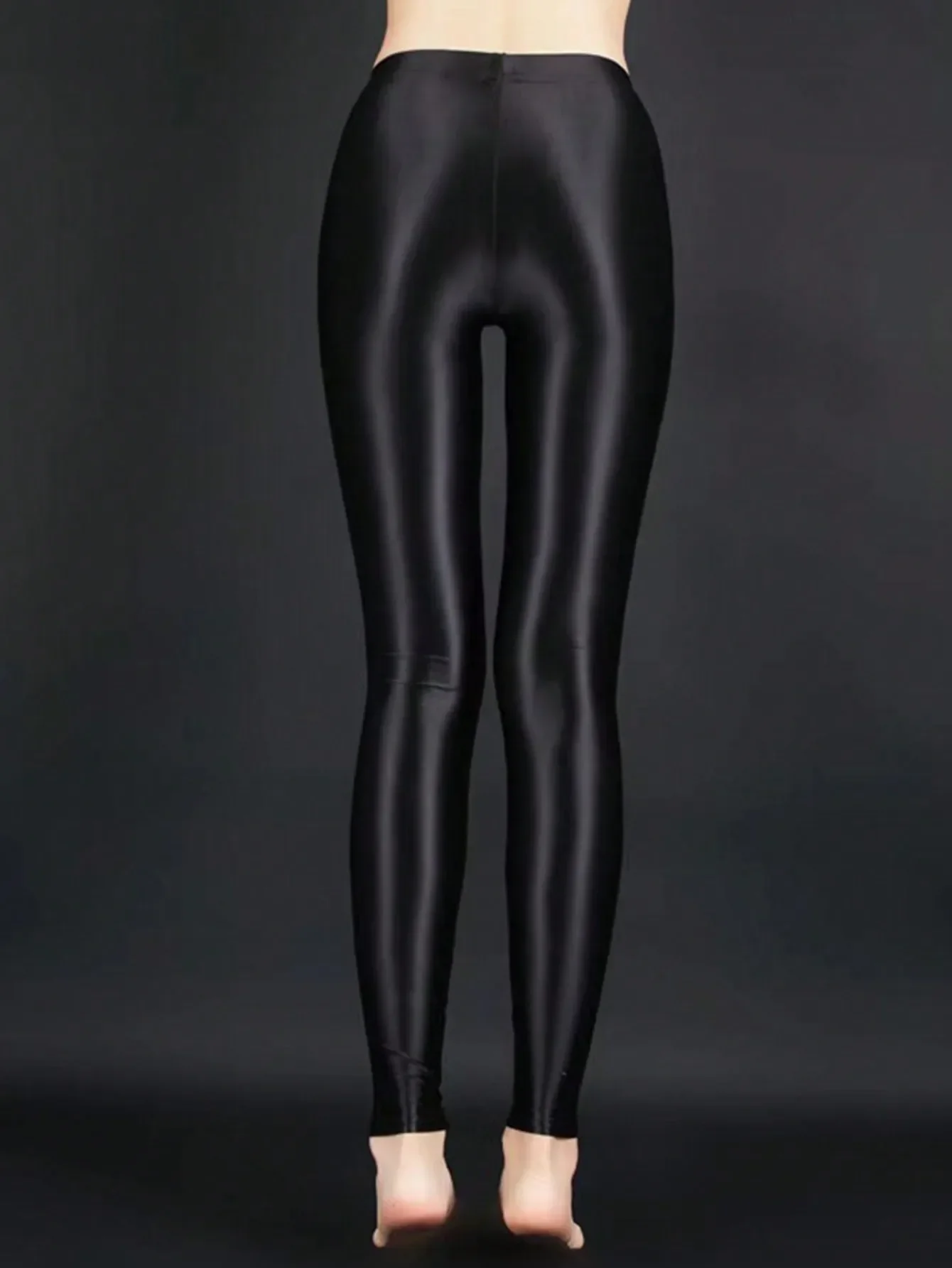Women Colorful Dopamine Shiny Ice Silk Leggings High Waist Tight Breathable Quick Dry Flattering Gym Daily Streetwear