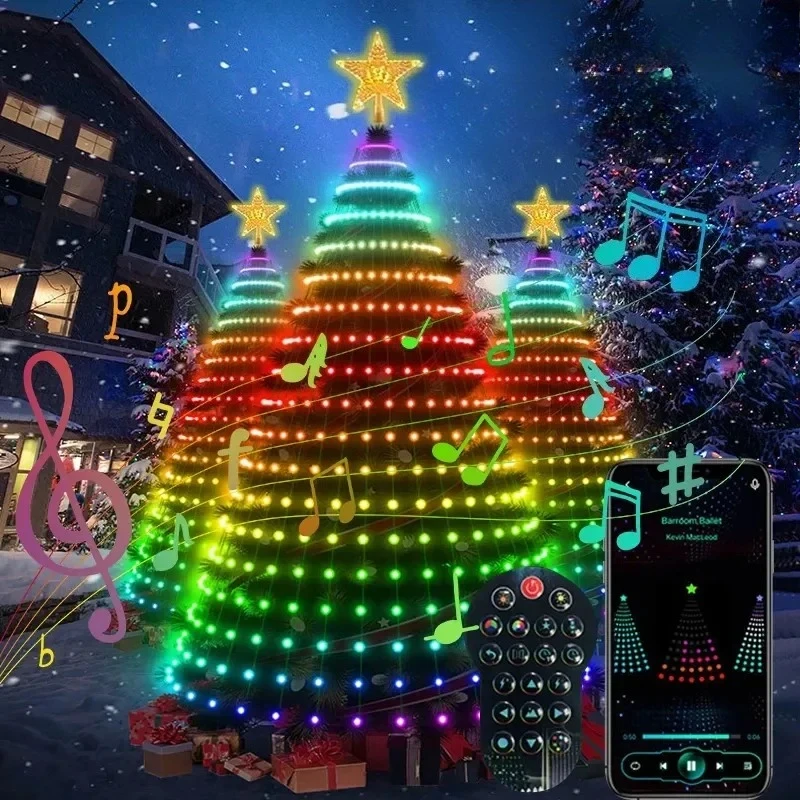 Christmas Decorations 2024 Tree Led Lights String Application DIY Image LED RGB IC Fairy Bluetooth Control