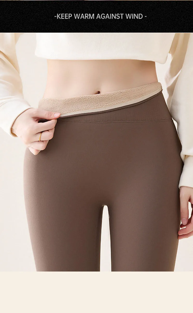 Sharkskin Leggings for Women Autumn Winter Out Wear Fleece Lined Warm Leggings Solid Traceless Tight Elasticity Yoga Leggings