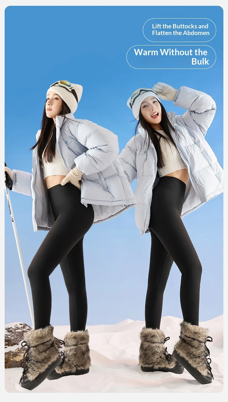 Elastic High Waist Tummy Control Sharkskin Leggings Women Winter Thick Warm Thermal Pants Female Solid Butt Lifting Yoga Pants