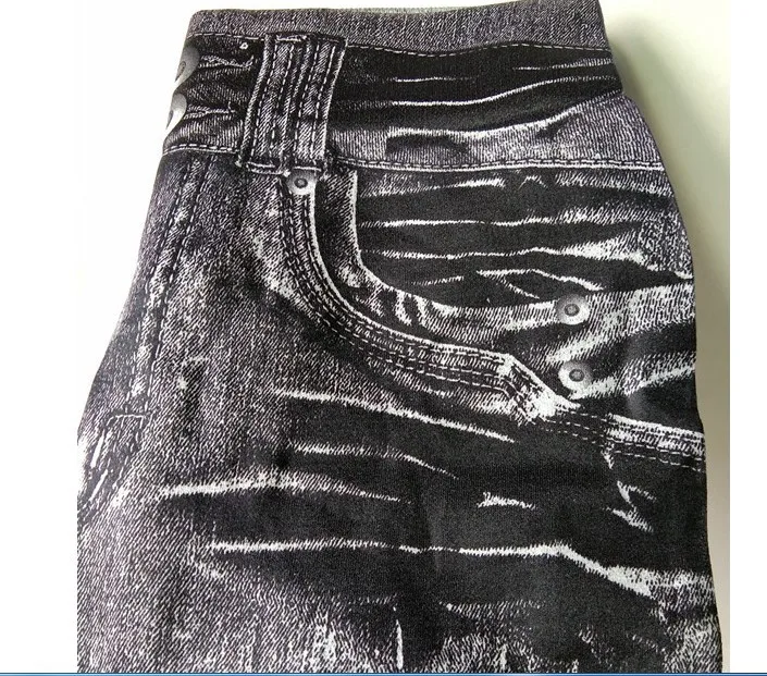 Imitation Denim Casual Long Leggings Dye High Waist Elastic All-match Sports Gym Pencil Pant For Women's Clothing Skinny Basic