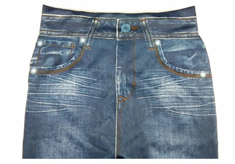 Imitation Denim Casual Long Leggings Dye High Waist Elastic All-match Sports Gym Pencil Pant For Women's Clothing Skinny Basic