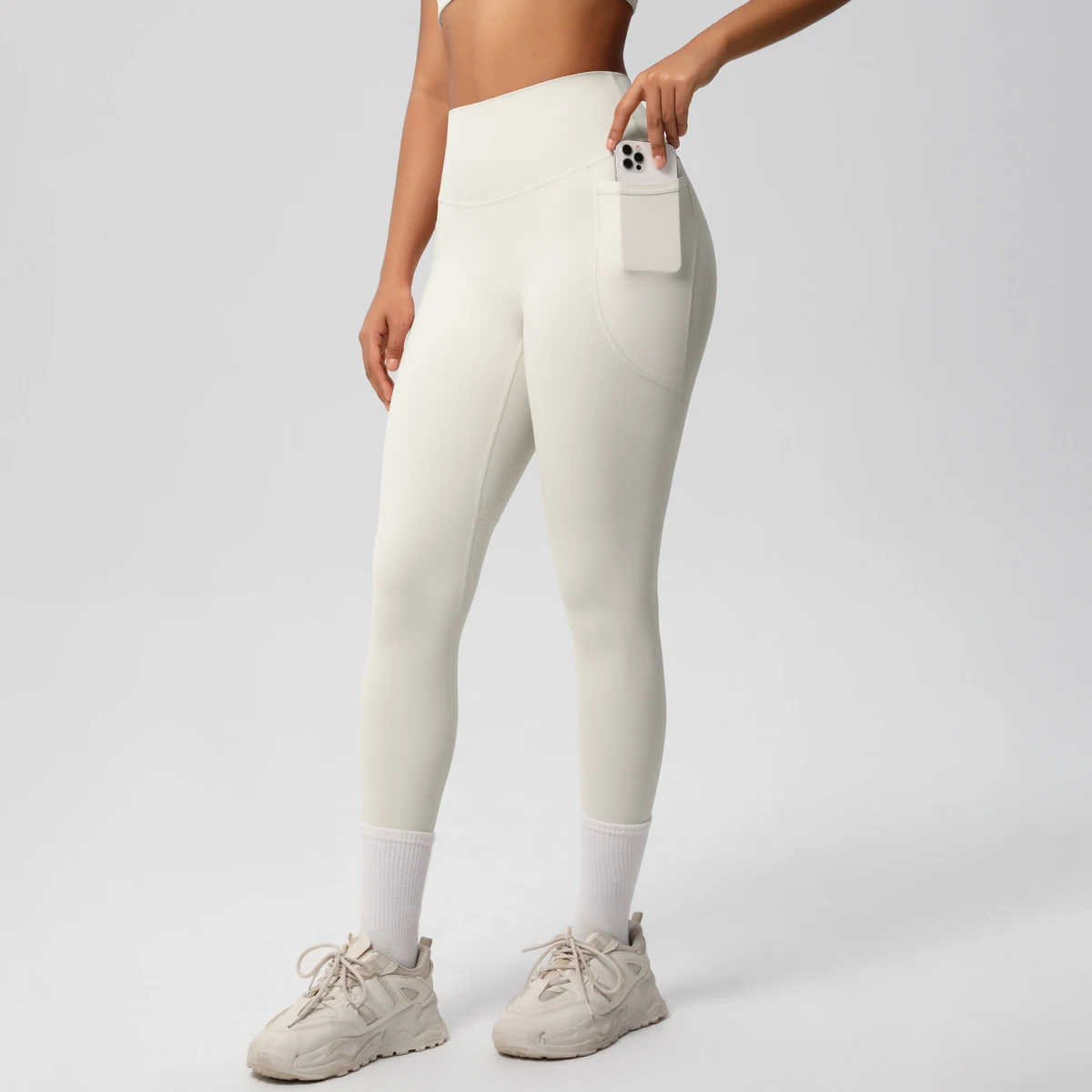 High Waist Women's Leggings Stretch Yoga Pants Tights With Pockets Push Up Fitness Running Sportswear Solid Color Pants