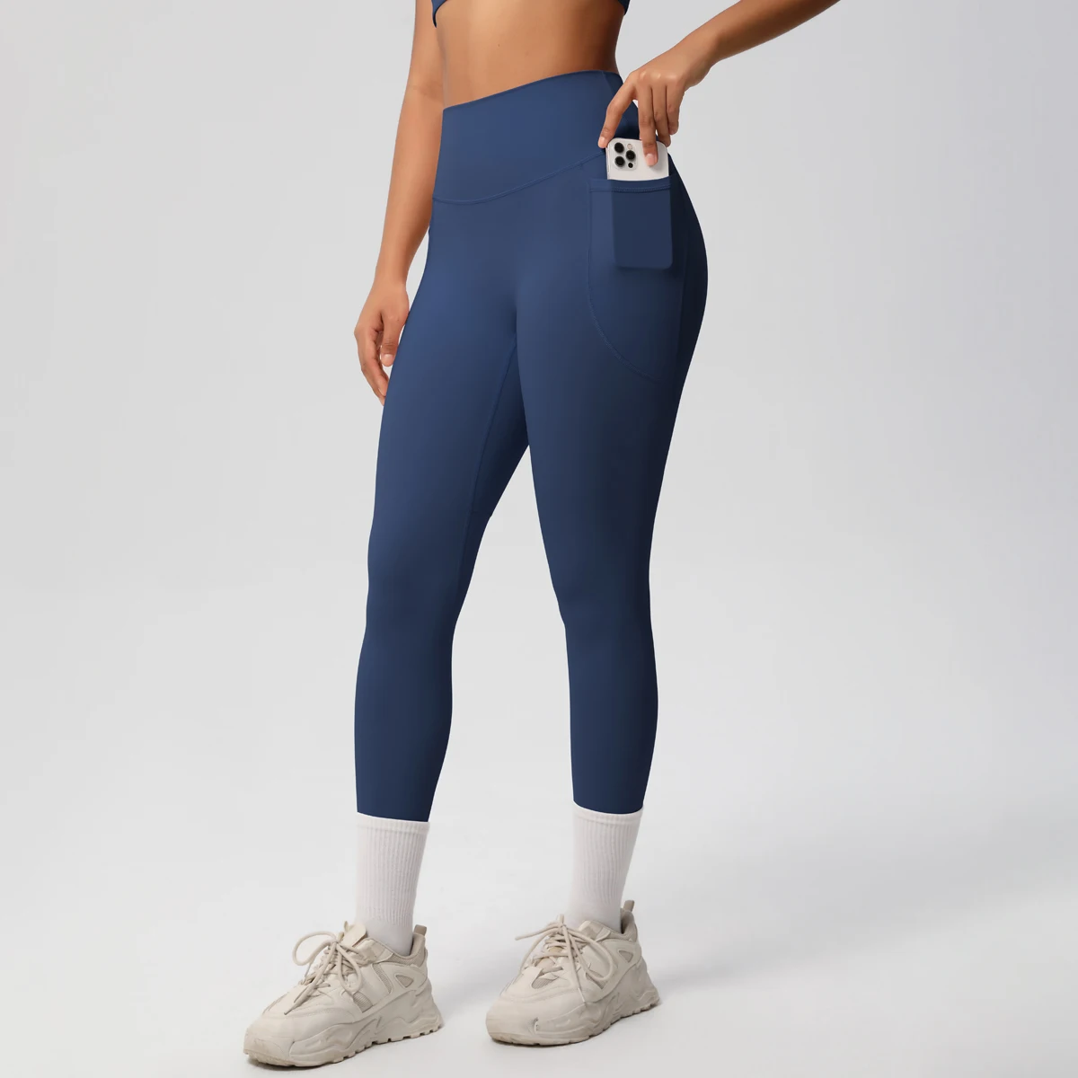 High Waist Women's Leggings Stretch Yoga Pants Tights With Pockets Push Up Fitness Running Sportswear Solid Color Pants