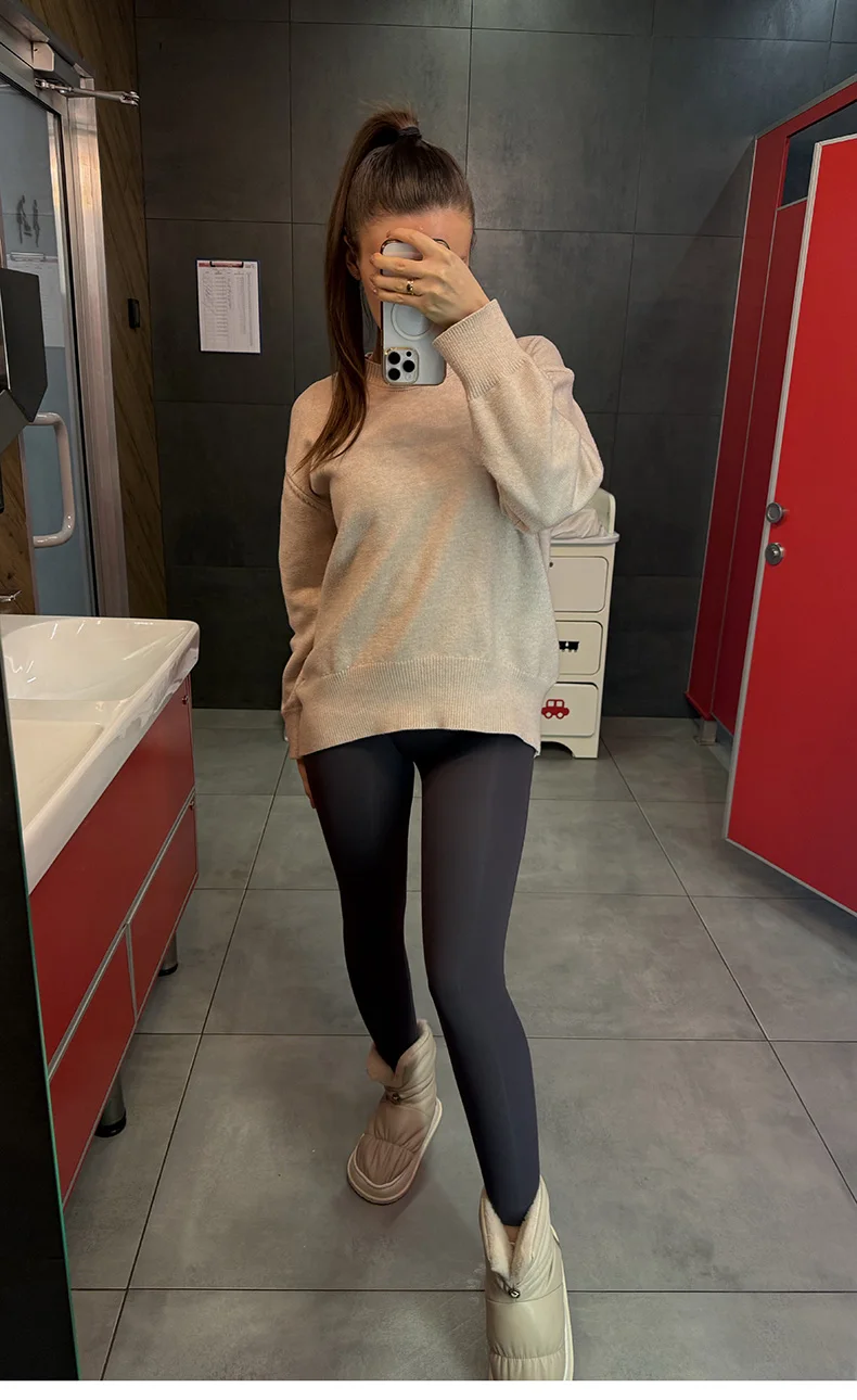 BIVIGAOS New Autumn Winter Cashmere Matte Sharkskin Leggings Women High Waist Tight Fitting Sexy Slim Velvet Warm Leggings