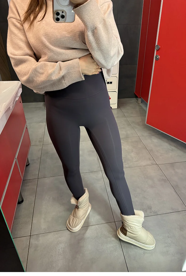 BIVIGAOS New Autumn Winter Cashmere Matte Sharkskin Leggings Women High Waist Tight Fitting Sexy Slim Velvet Warm Leggings