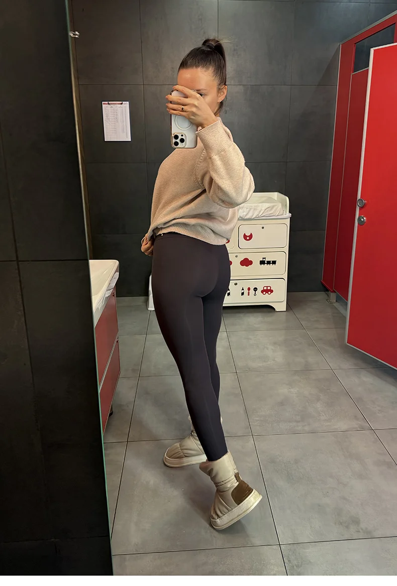 BIVIGAOS New Autumn Winter Cashmere Matte Sharkskin Leggings Women High Waist Tight Fitting Sexy Slim Velvet Warm Leggings