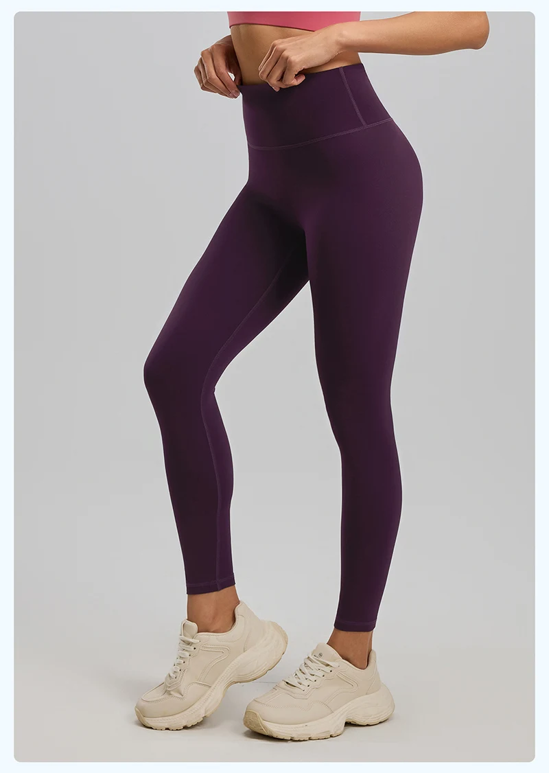 BIVIGAOS Spring Summer New Nylon Naked Feeling Yoga Pants Women High Waist Elastic Seamless Back Pocket Sports Fitness Leggings
