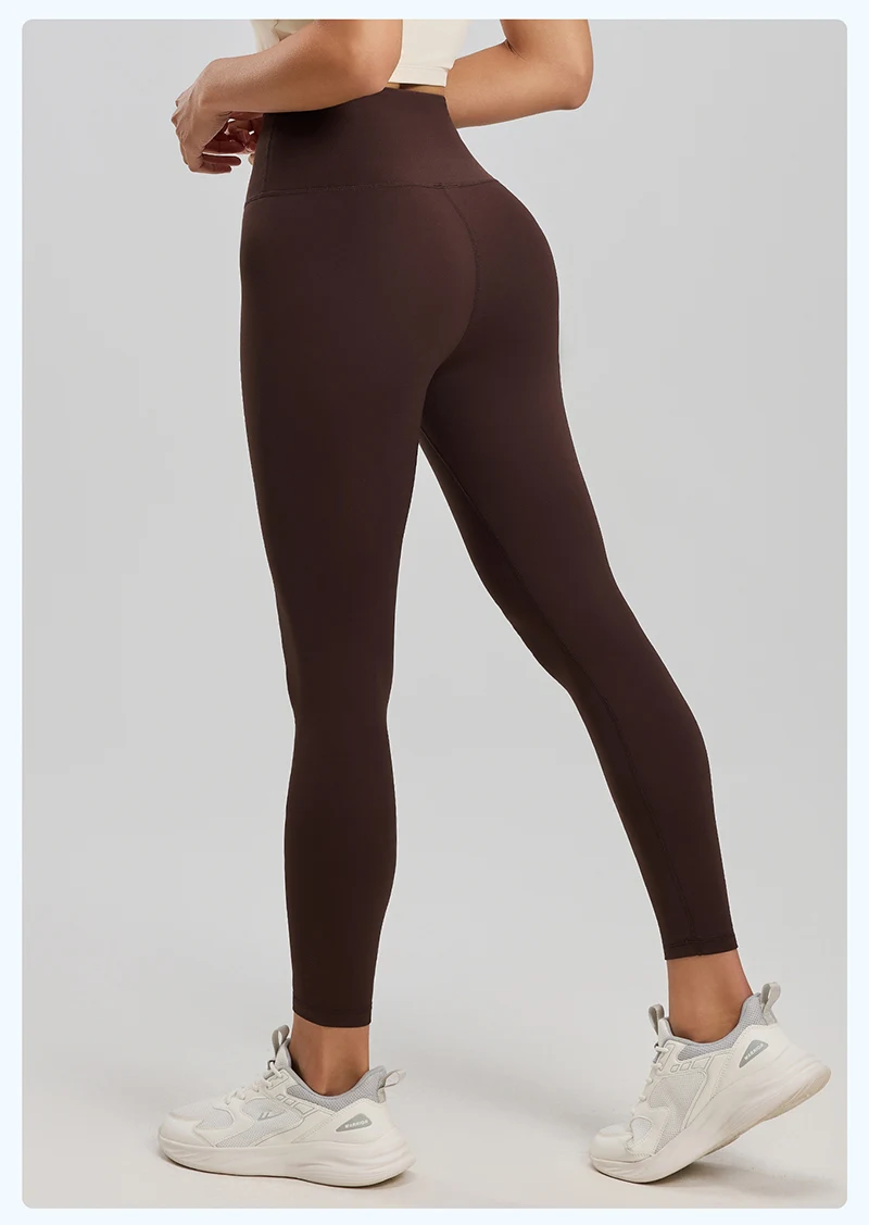 BIVIGAOS Spring Summer New Nylon Naked Feeling Yoga Pants Women High Waist Elastic Seamless Back Pocket Sports Fitness Leggings