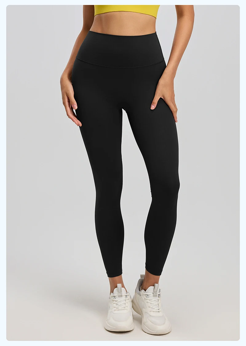 BIVIGAOS Spring Summer New Nylon Naked Feeling Yoga Pants Women High Waist Elastic Seamless Back Pocket Sports Fitness Leggings