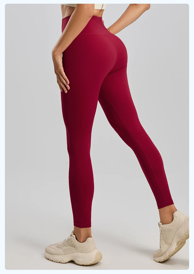 BIVIGAOS Spring Summer New Nylon Naked Feeling Yoga Pants Women High Waist Elastic Seamless Back Pocket Sports Fitness Leggings