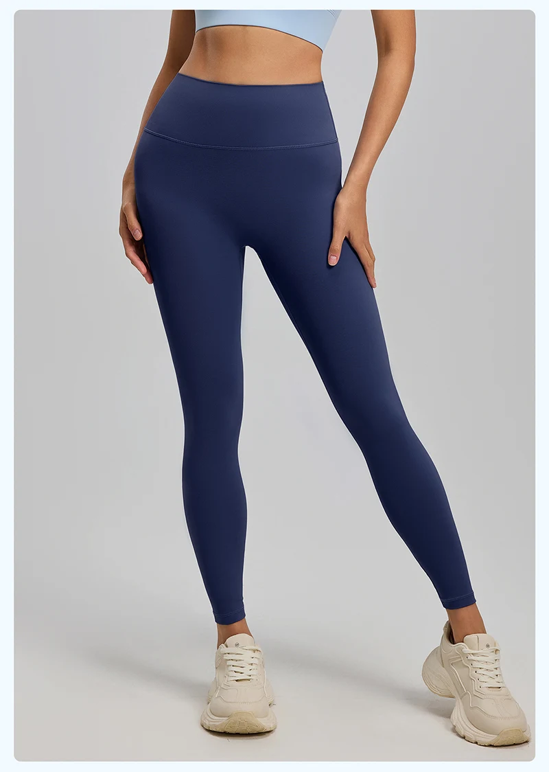 BIVIGAOS Spring Summer New Nylon Naked Feeling Yoga Pants Women High Waist Elastic Seamless Back Pocket Sports Fitness Leggings