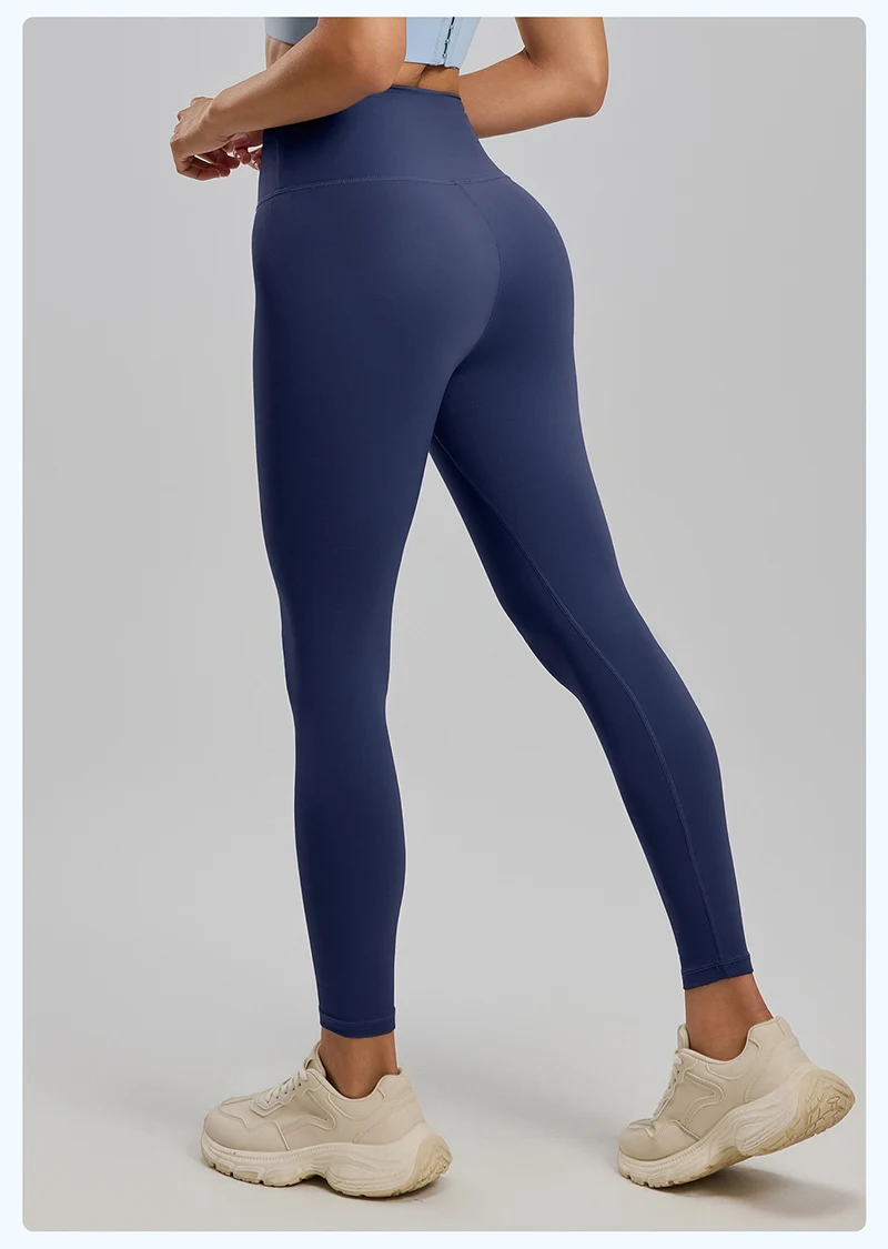 BIVIGAOS Spring Summer New Nylon Naked Feeling Yoga Pants Women High Waist Elastic Seamless Back Pocket Sports Fitness Leggings