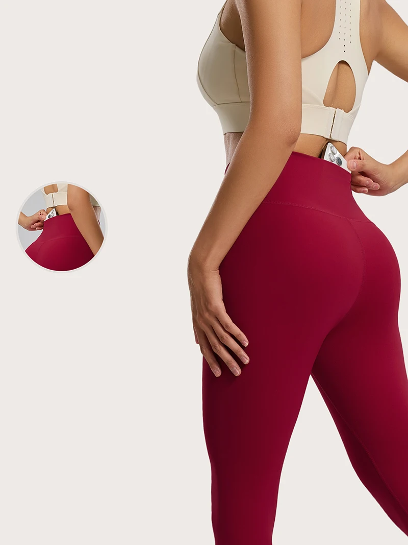 BIVIGAOS Spring Summer New Nylon Naked Feeling Yoga Pants Women High Waist Elastic Seamless Back Pocket Sports Fitness Leggings