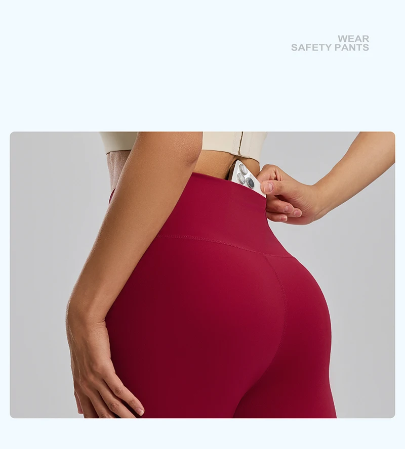 BIVIGAOS Spring Summer New Nylon Naked Feeling Yoga Pants Women High Waist Elastic Seamless Back Pocket Sports Fitness Leggings