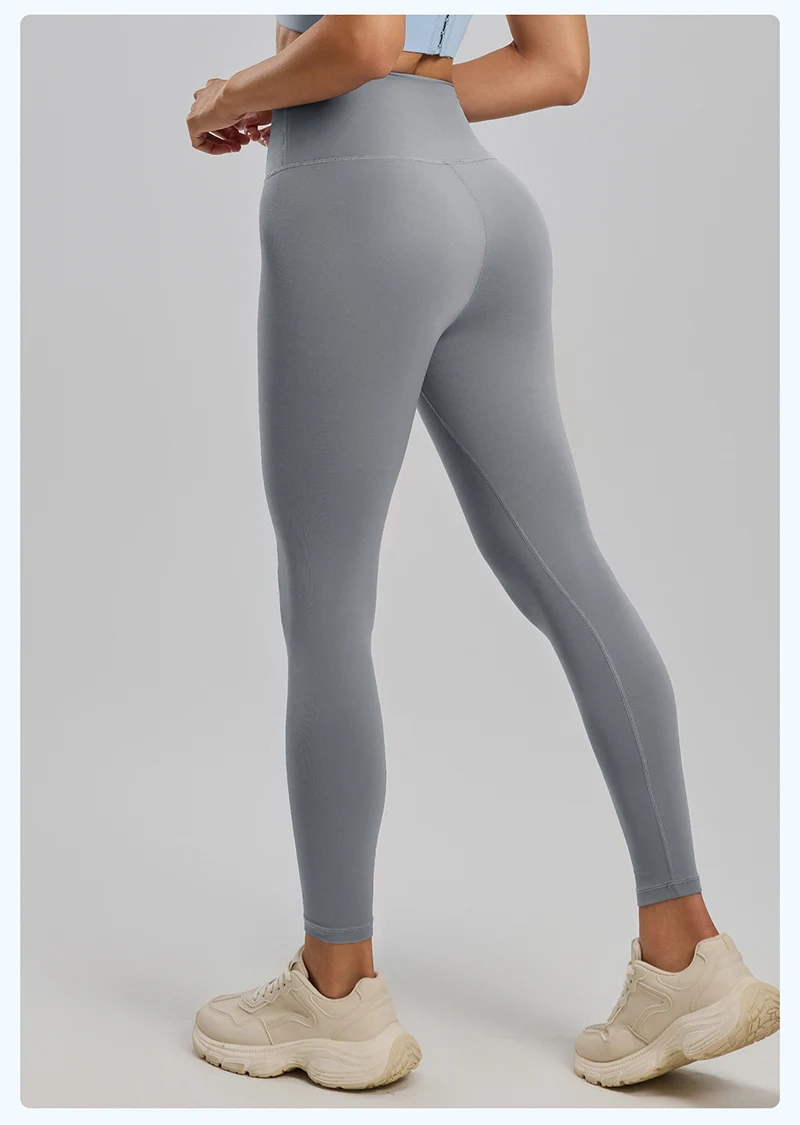 BIVIGAOS Spring Summer New Nylon Naked Feeling Yoga Pants Women High Waist Elastic Seamless Back Pocket Sports Fitness Leggings