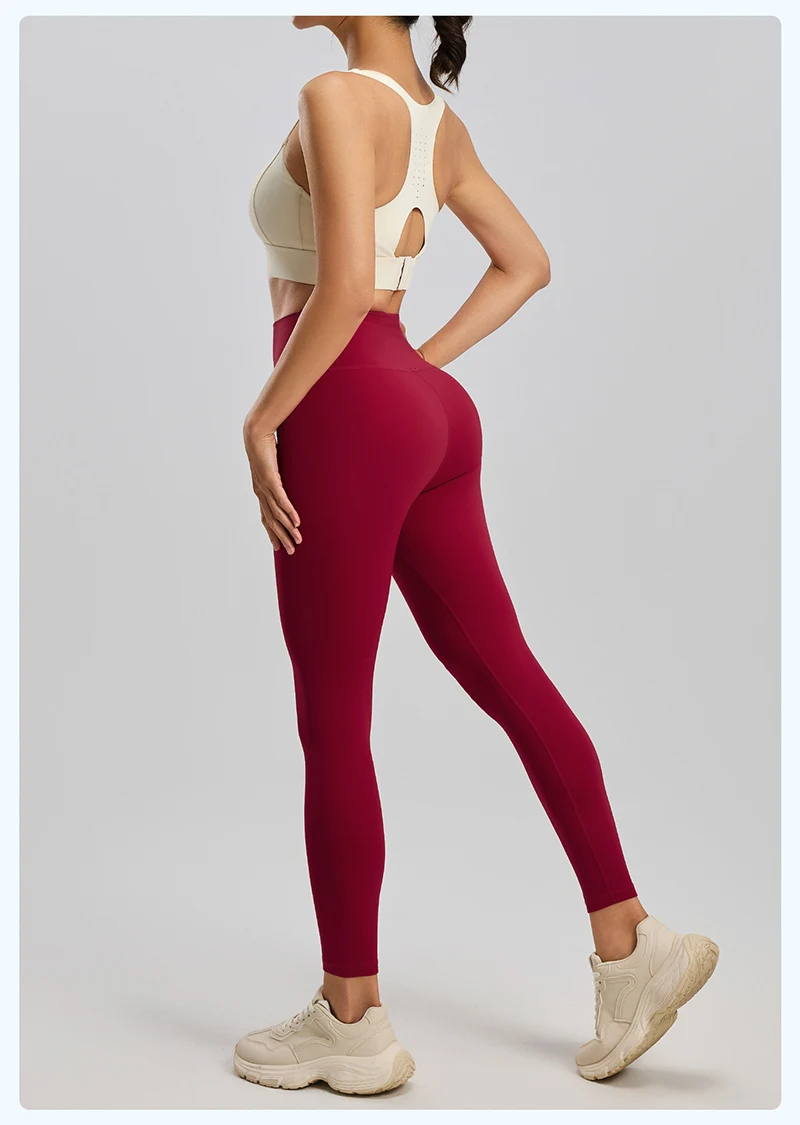 BIVIGAOS Spring Summer New Nylon Naked Feeling Yoga Pants Women High Waist Elastic Seamless Back Pocket Sports Fitness Leggings