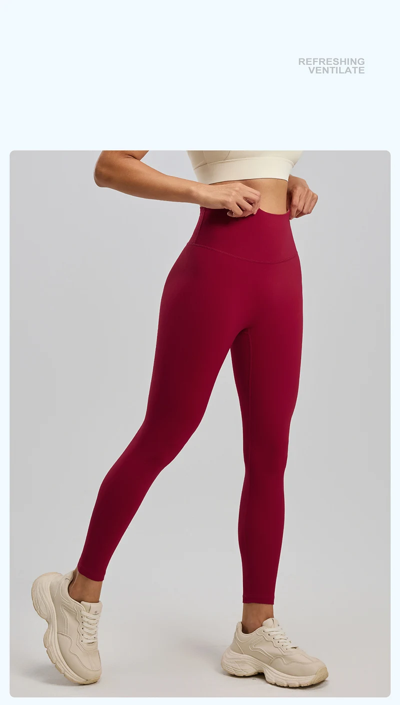 BIVIGAOS Spring Summer New Nylon Naked Feeling Yoga Pants Women High Waist Elastic Seamless Back Pocket Sports Fitness Leggings