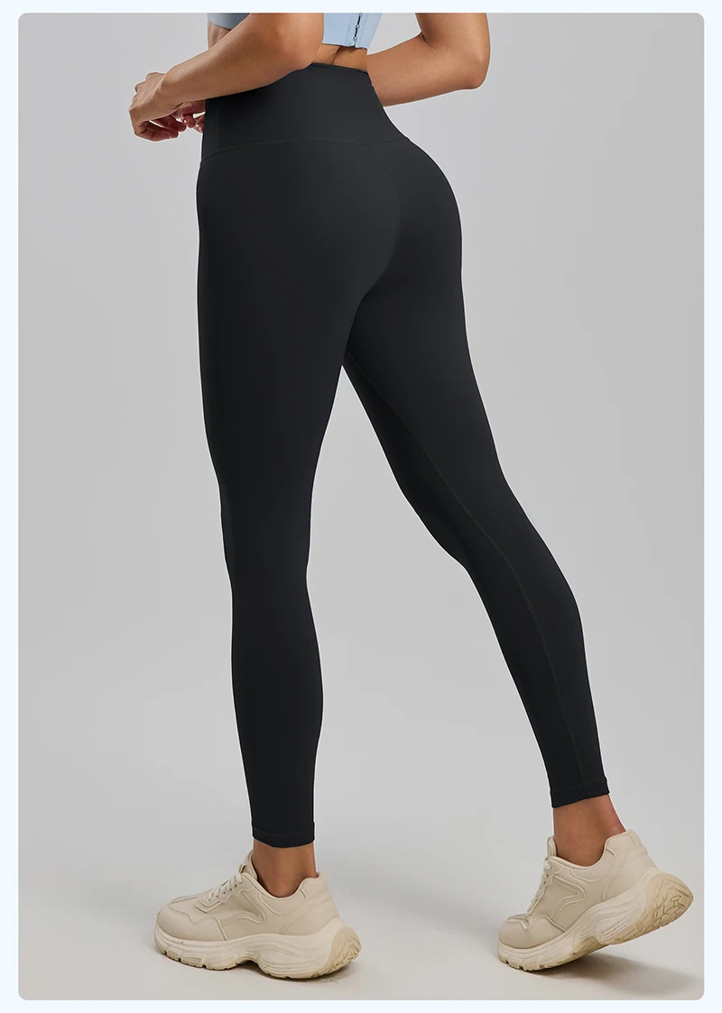 BIVIGAOS Spring Summer New Nylon Naked Feeling Yoga Pants Women High Waist Elastic Seamless Back Pocket Sports Fitness Leggings