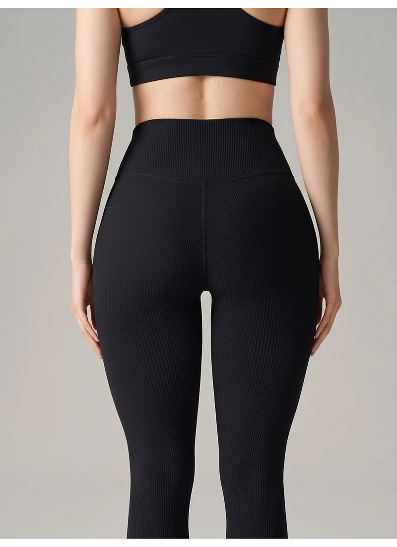 BIVIGAOS Autumn New Lyocell Cotton Vertical Texture Leggings Women High Waist Tight Fitting Sports Comfortable Leisure Leggings