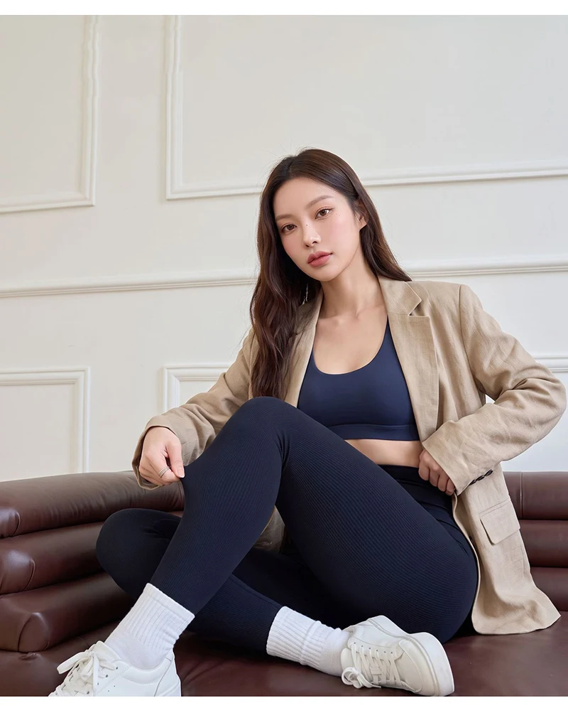 BIVIGAOS Autumn New Lyocell Cotton Vertical Texture Leggings Women High Waist Tight Fitting Sports Comfortable Leisure Leggings
