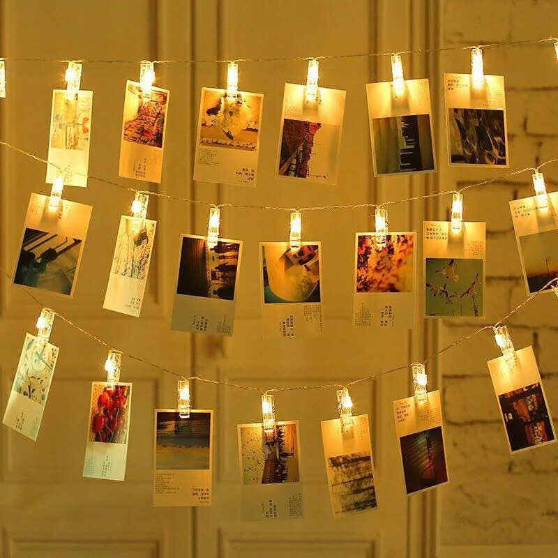 3m 20 LED Fairy String Lights with Photo Clips Card Holder Garland Lamp for Christmas Wedding Party Decorations
