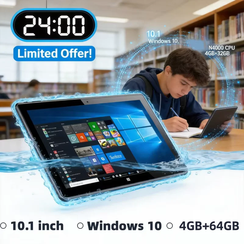 10.1“ Windows 10 Pro Tablet PC Intel Atom X5-Z8300 64bit Quad Core Dual Camera 4GB DDR 64GB ROM 1280X800 IPS USB Port