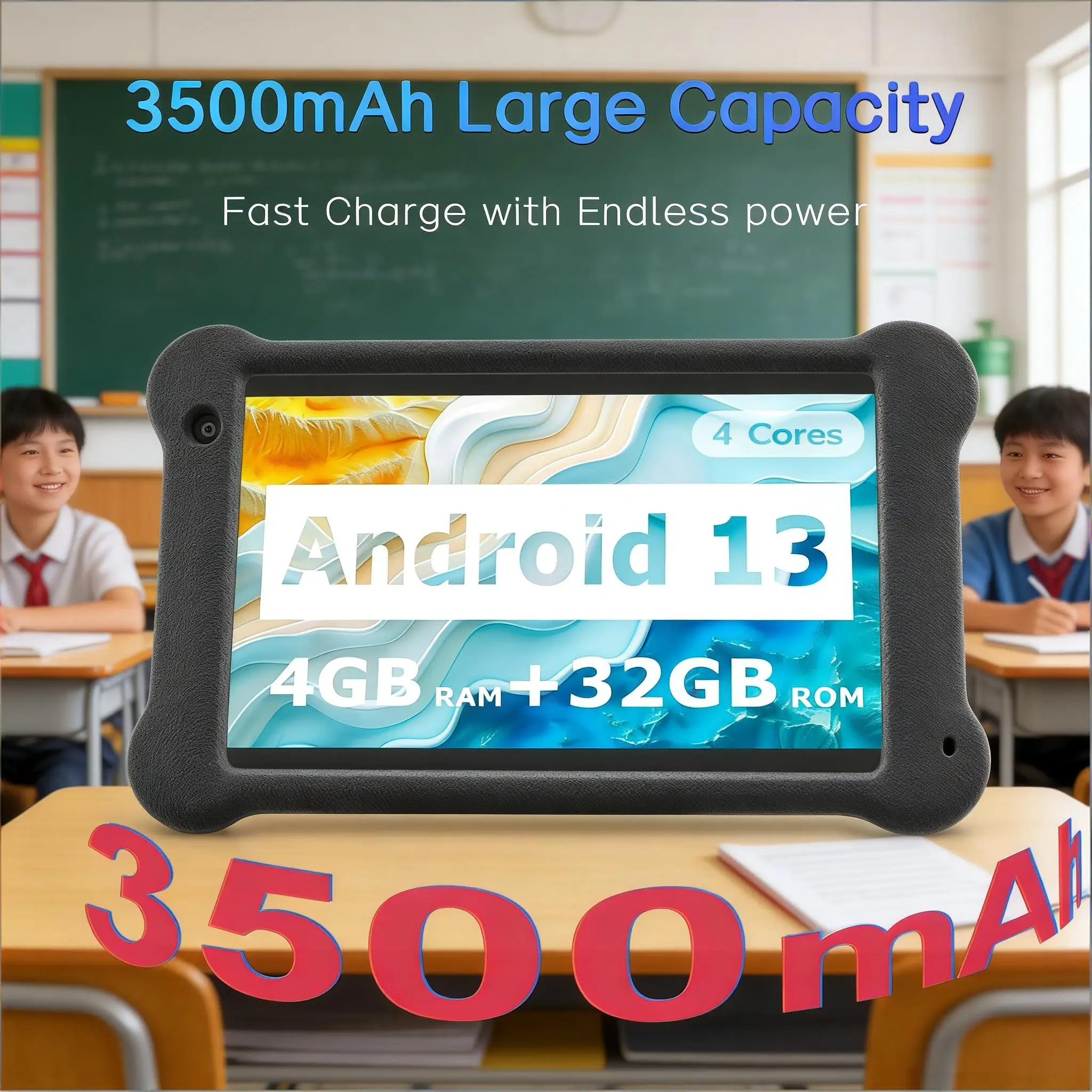 Paitanry Q99 7 Inch Global Business Tablet WiFi Only Android Tablet for Office Meeting Use Shockproof Silicone Case Included