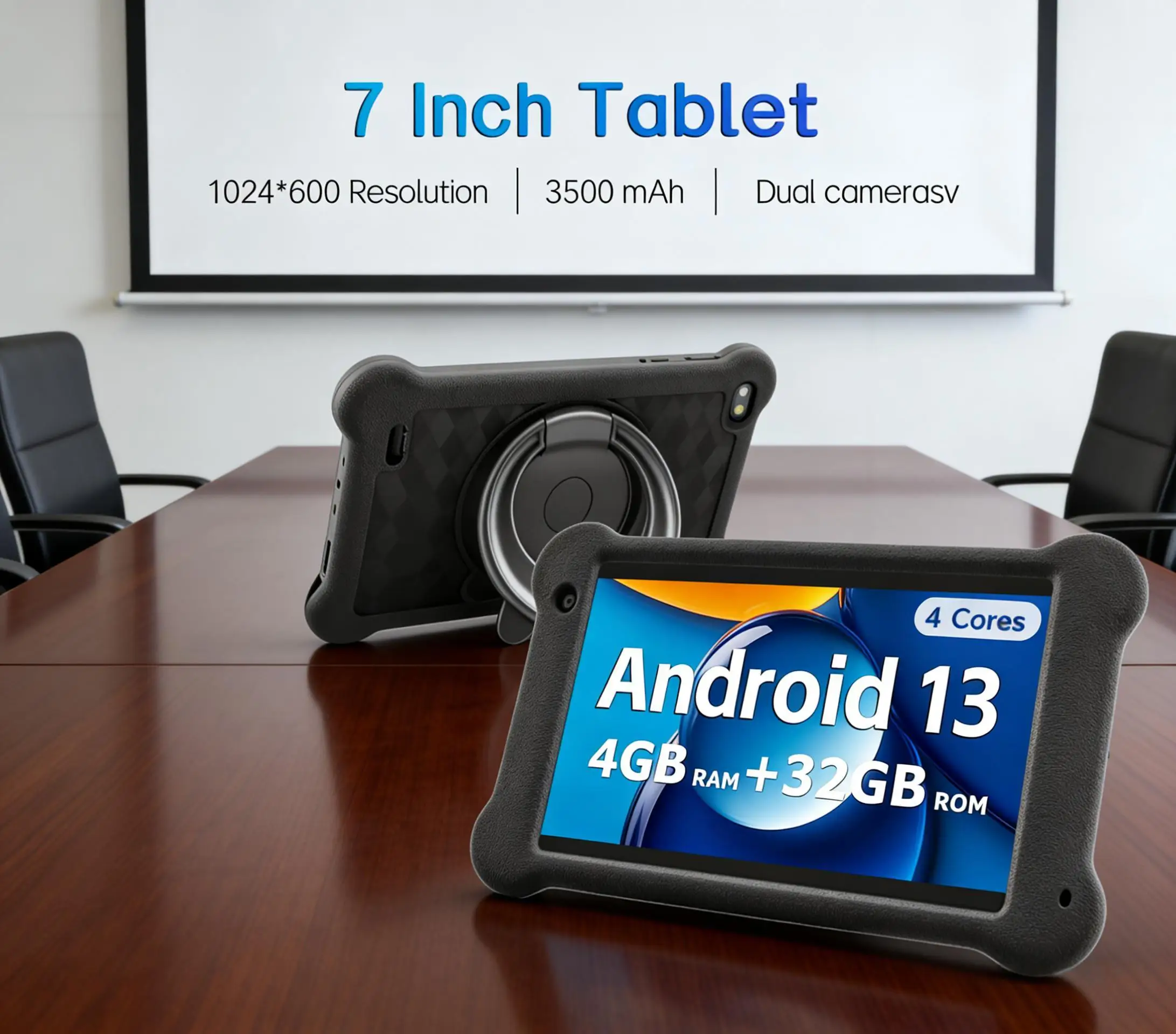 Paitanry Q99 7 Inch Global Business Tablet WiFi Only Android Tablet for Office Meeting Use Shockproof Silicone Case Included