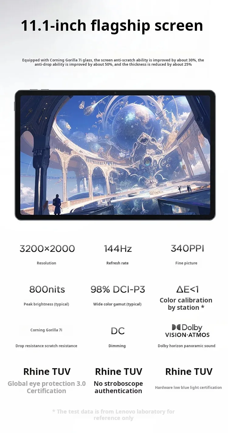 2025 Lenovo XiaoXin Pro GT11.1" 3.2k Tablet -Snapdragon8Gen3 , 3.2K 144HzRefresh Rate, Large Battery for Work & Entertainment