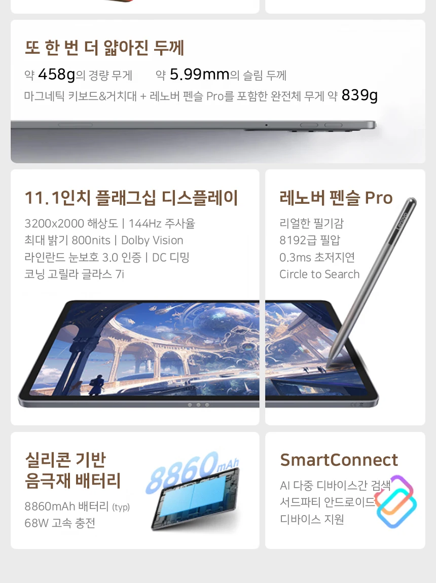 2025 Lenovo XiaoXin Pro GT11.1" 3.2k Tablet -Snapdragon8Gen3 , 3.2K 144HzRefresh Rate, Large Battery for Work & Entertainment