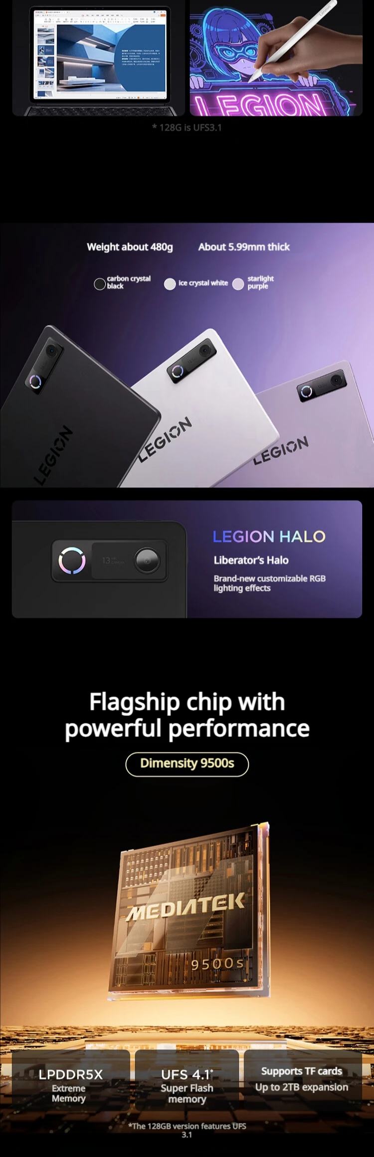 Original Lenovo Legion Y900 13 TB522FU Gaming Tablet 13 Inch 4K 144Hz LCD Snapdragon 8 Elite 12700mAh Android 16 WiFi Tablet PC
