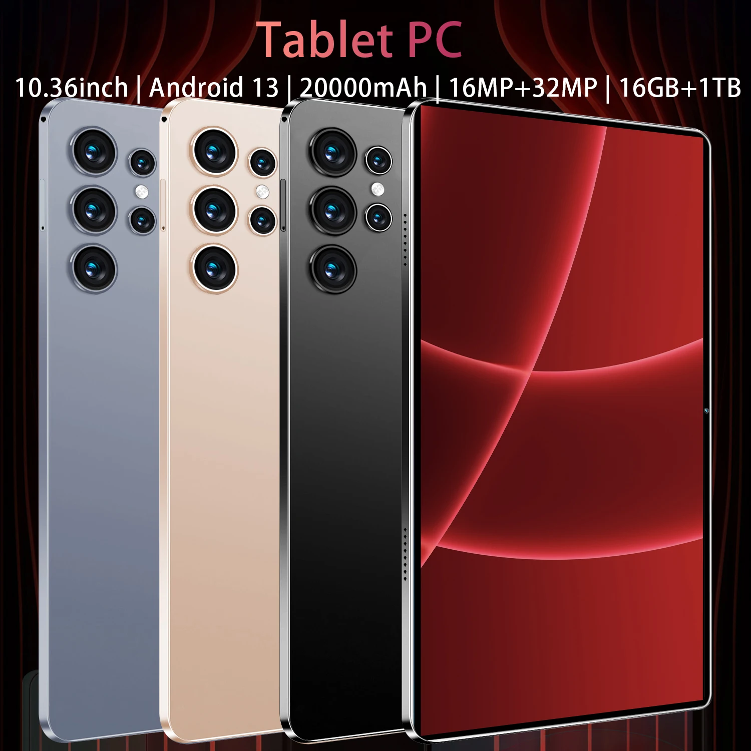 2026 Global New 16GB 1TB 10.36 inch tablet Android 13 Pad 14 core2 4K HD 5G WIFI Bluetooth 20000mAh tablets