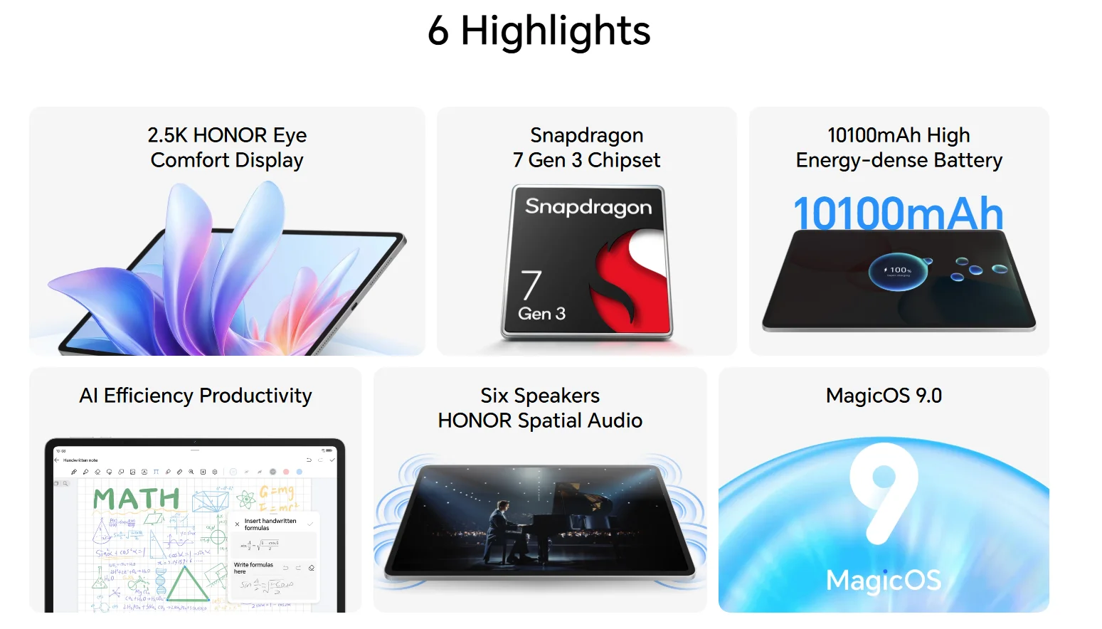 HONOR Pad 10,10100mAh Battery,12.1-inch 120Hz 2.5K HONOR Eye Comfort Display,Snapdragon 7 Gen 3 Chipset,8GB+256GB ,HONOR Android Tablet,EU Version WIFI Tablet