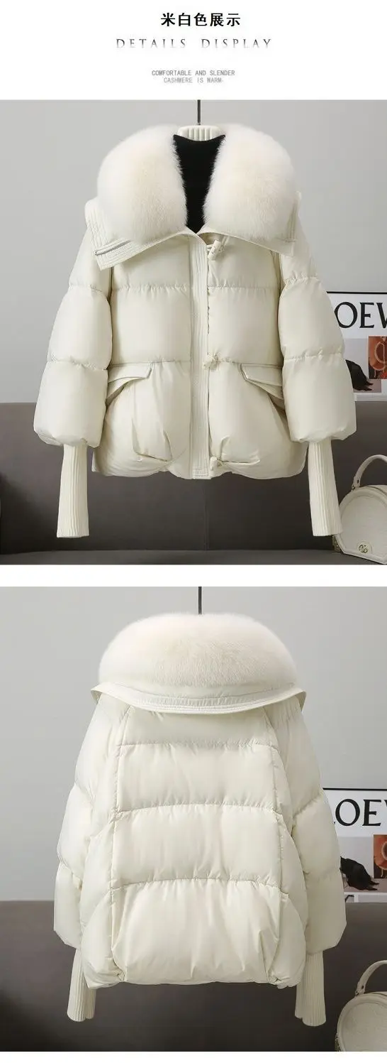 2026 Autumn Winter New Big Fur collar Cotton Jacket Women's Short Korean version Loose Thick Coats Female Warm Parka Overcoat